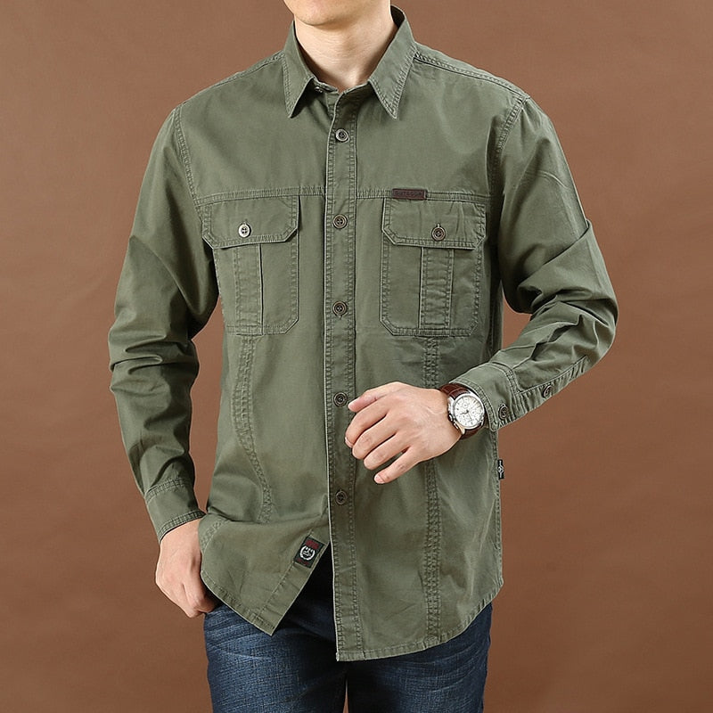 Camisa Social Militar + Relógio a Prova da Água